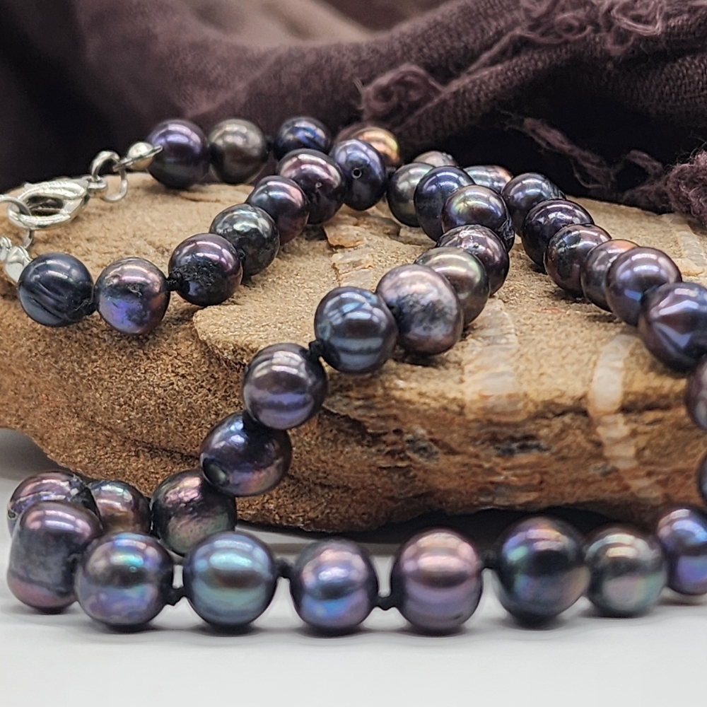 Unique Vintage Jewelry Natural Pearls Irregular Black Tahitian Pearl - Picture 4 of 12